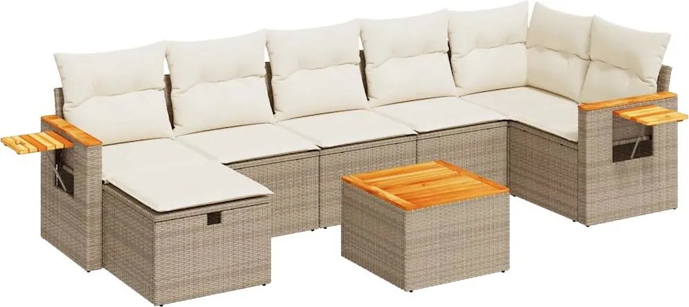 vidaXL 8 részes bézs polyrattan kerti ülőgarnitúra párnával