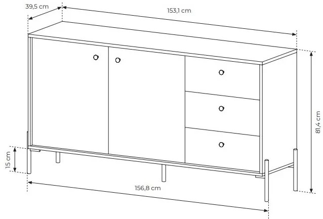 Komód Scandia 2D3S (scandi tölgy  + scandi fenyő). 1071386