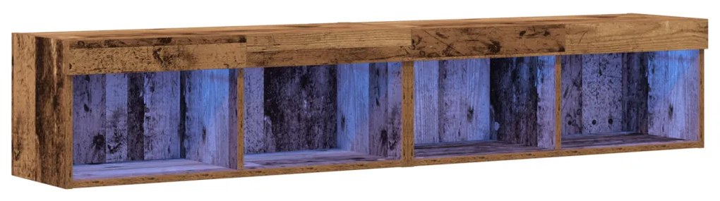 TV Fali Szekrény LED Világítással 2 db Régi Fa 80x30x30 cm