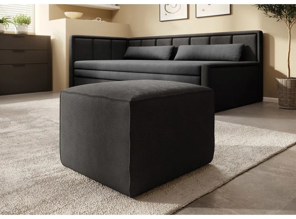 Sötétszürke zsenília kinyitható-tárolóhelyes kanapé 214 cm Fulgeo – ELTAP
