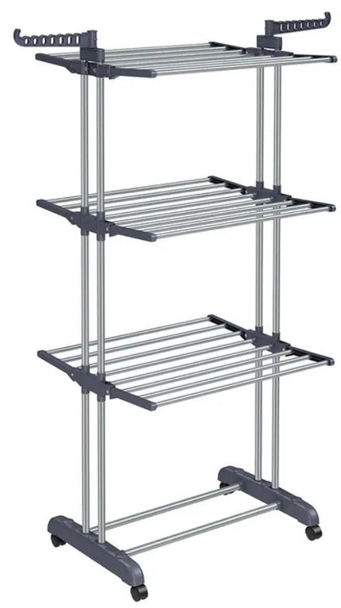 ELTON ruhaszárító 4 szintes, kerekekkel, 76x172x50 cm, szürke SongmicsHome