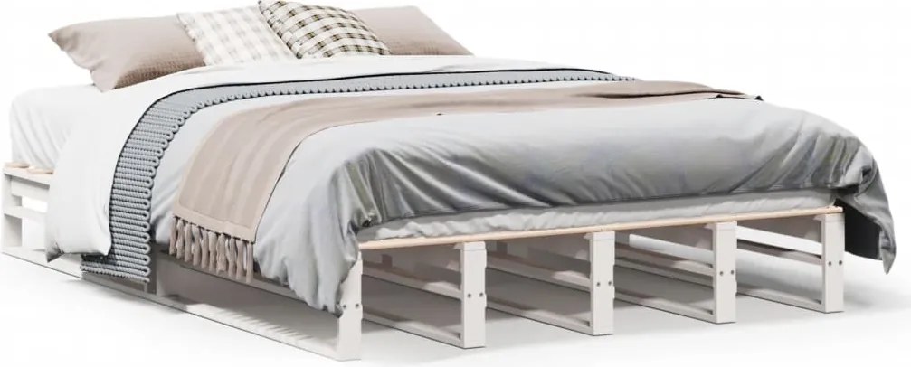 vidaXL fehér tömör fenyőfa ágy matrac nélkül 120 x 190 cm