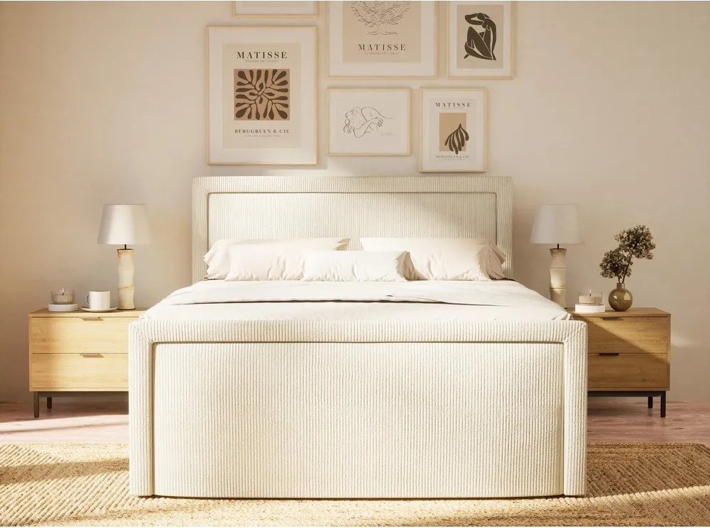 Krémszínű ágyneműtartós boxspring ágy 180x200 cm Fresco – Maison de Rêve