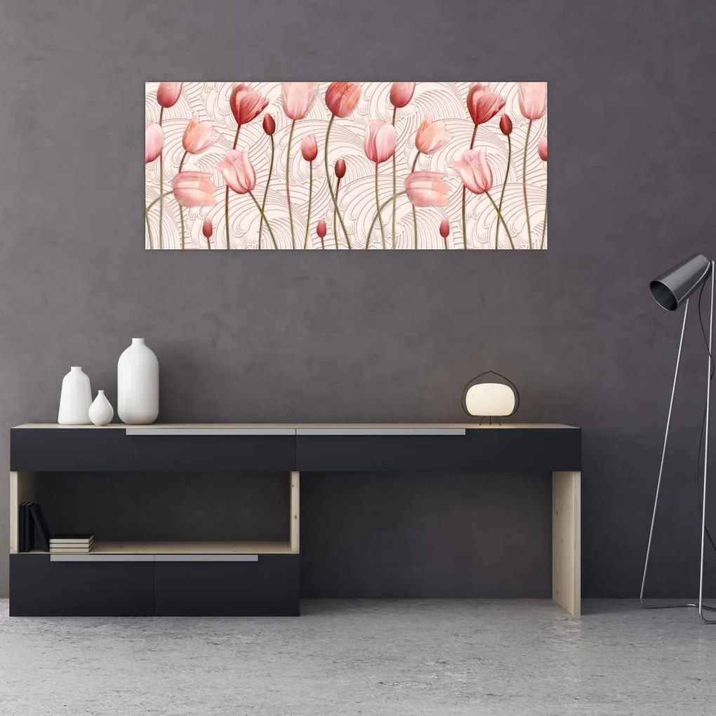 Kép - rózsaszín tulipán (120x50 cm)