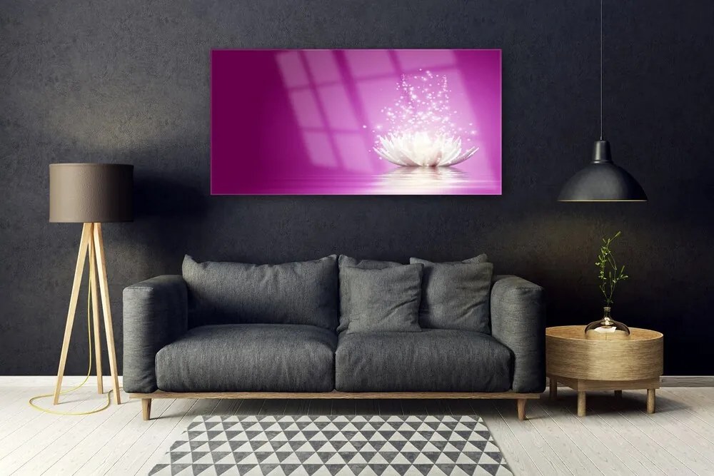 Fali üvegkép lótusz virág 120x60cm