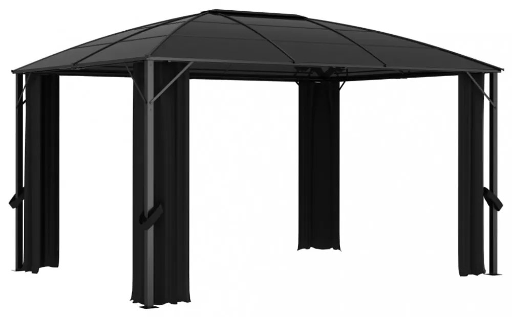 antracitszürke pavilon függönyökkel 400 x 300 x 265 cm