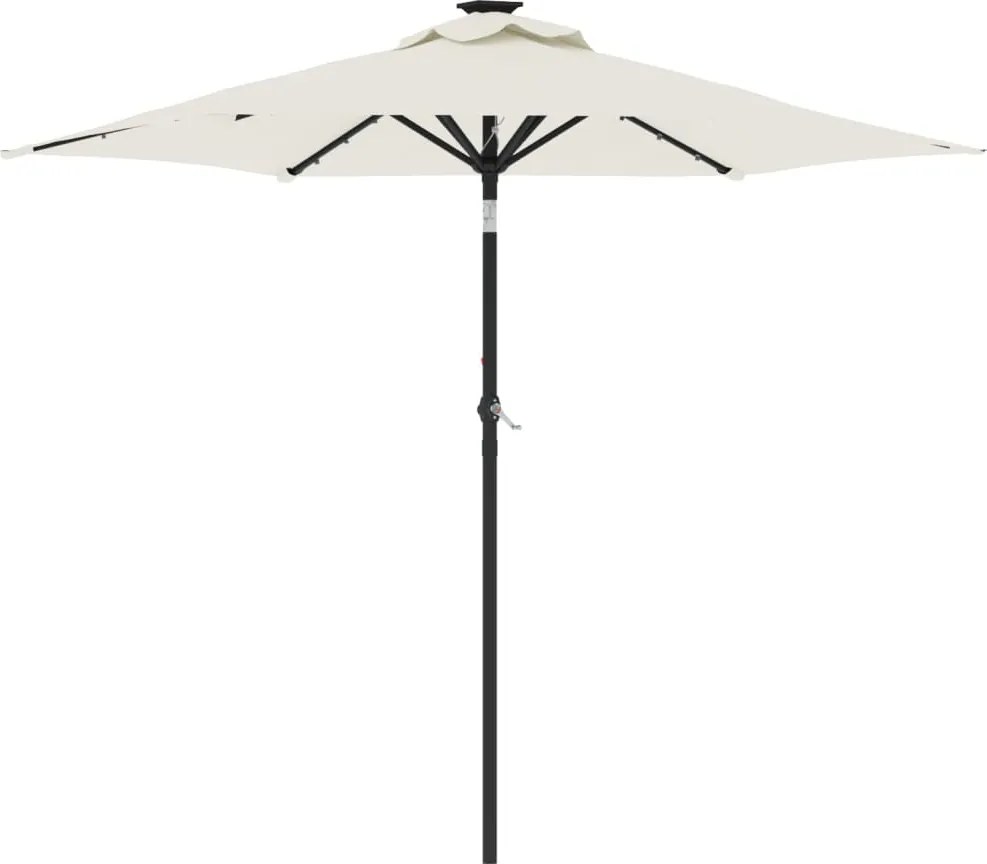 vidaXL fehér kerti napernyő LED-del és acél rúddal 225 x 225 x 212 cm