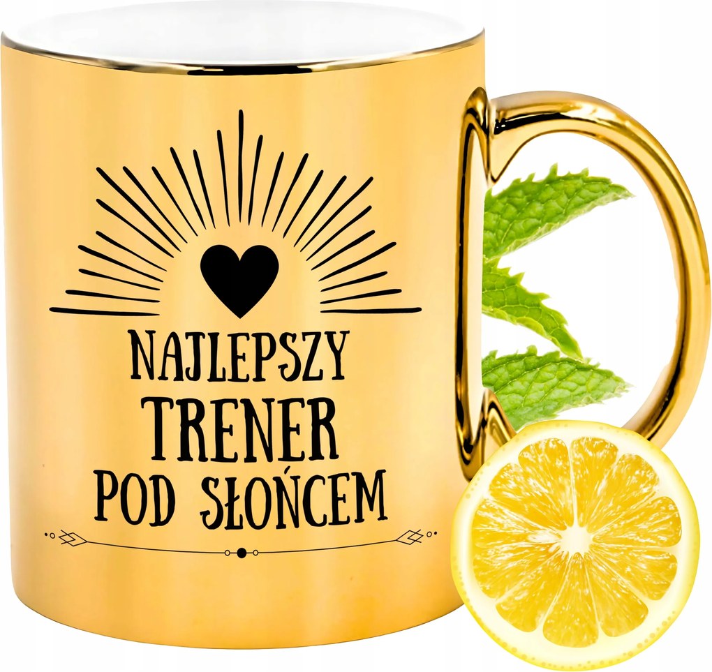 Prémium Arany Csillogó Bögre Edzőnek Ajándék Nyomtatott Fotóval