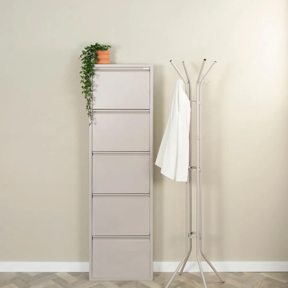 Szürkésbarna fém billenő ajtós cipőtartó 50x169x15 cm Billy – Spinder Design