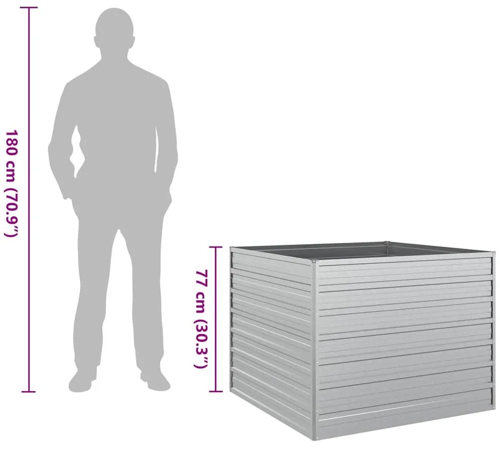 ezüstszínű horganyzott acél kerti magaságyás 100 x 100 x 77 cm