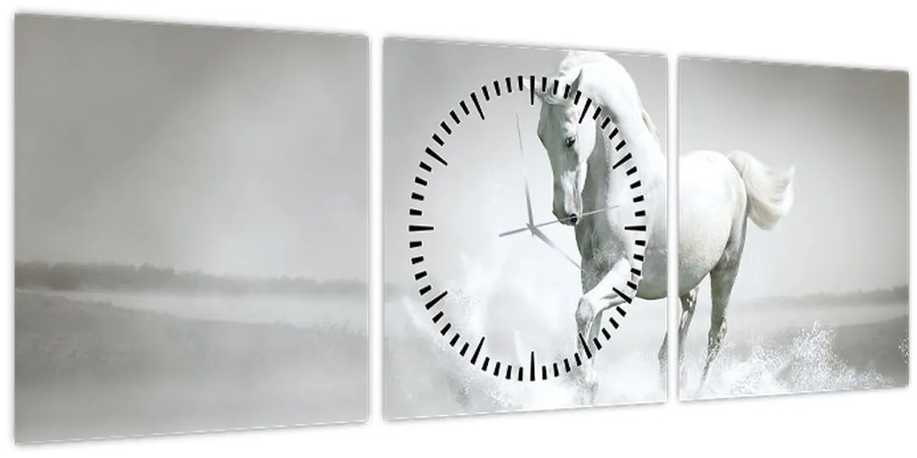 Kép - Fehér ló (órával) (90x30 cm)