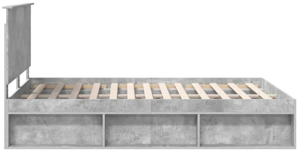 vidaXL Ágykeret fejtámlával Beton 160 x 200 cm Tömör fenyőfa