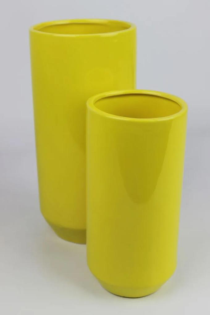 Sárga kerek kerámia váza 25cm