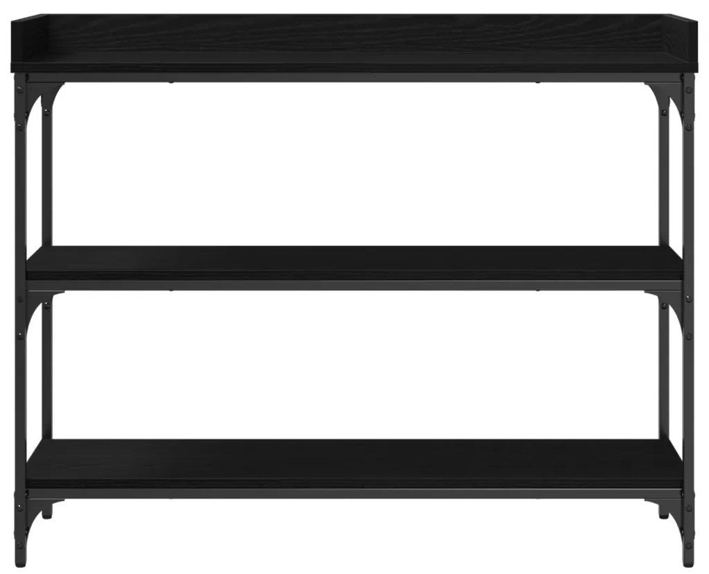 Konzolasztal Fekete Tölgy 100x30x80 cm Mérnöki Fa és Acél