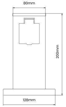 Kültéri csatlakozós oszlop 1Z SCHUKO 230V IP44 20 cm fekete