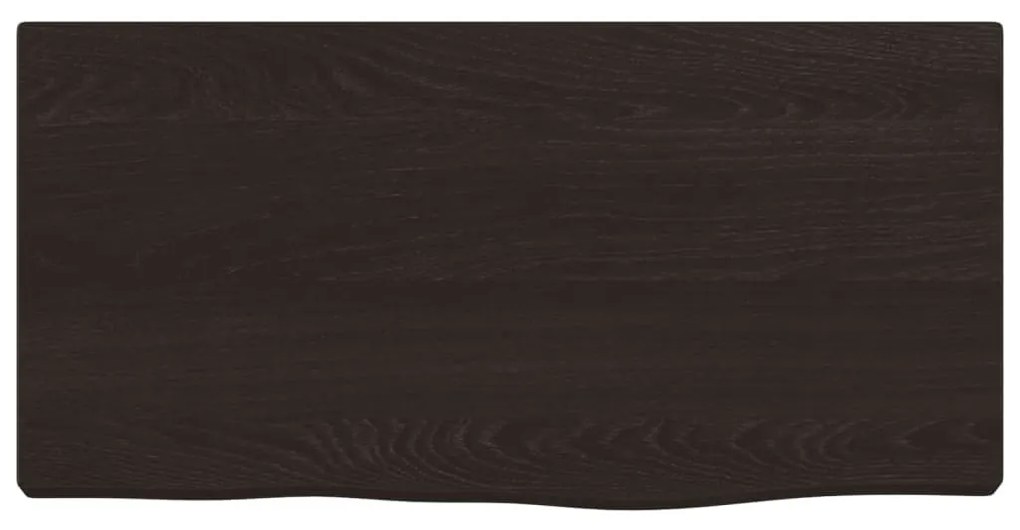 sötétbarna kezelt tömör tölgyfa fali polc 40x20x2 cm