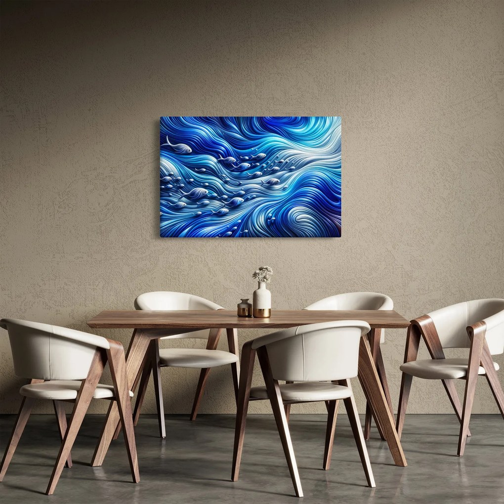 Kép – Halak a hullámokban (90x60 cm)