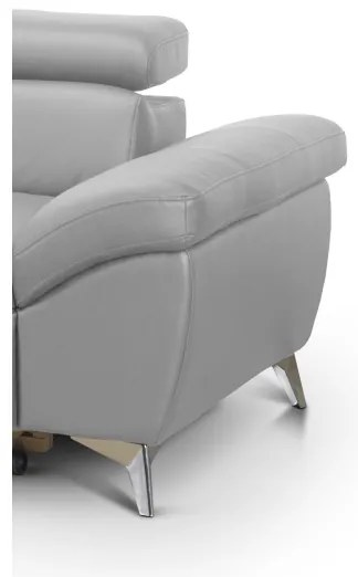 Bőrkárpitos, balos, L-alakú SALERNO II sarokkanapé, szürke