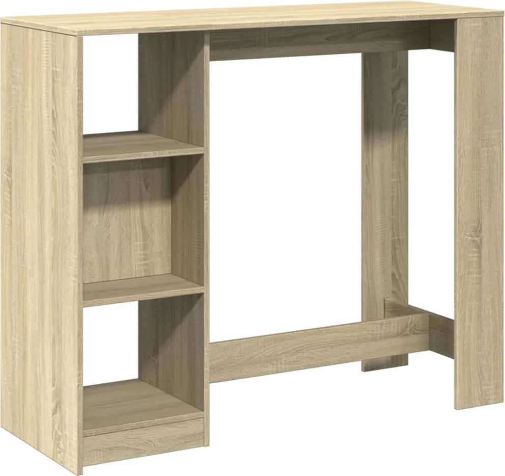 vidaXL sonoma tölgy színű szerelt fa bárasztal polccal 124x46x103,5 cm