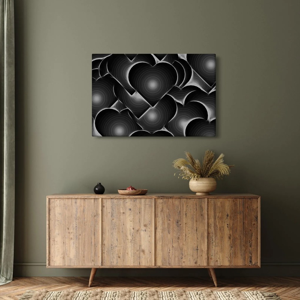 Fekete-fehér szív képe (90x60 cm)