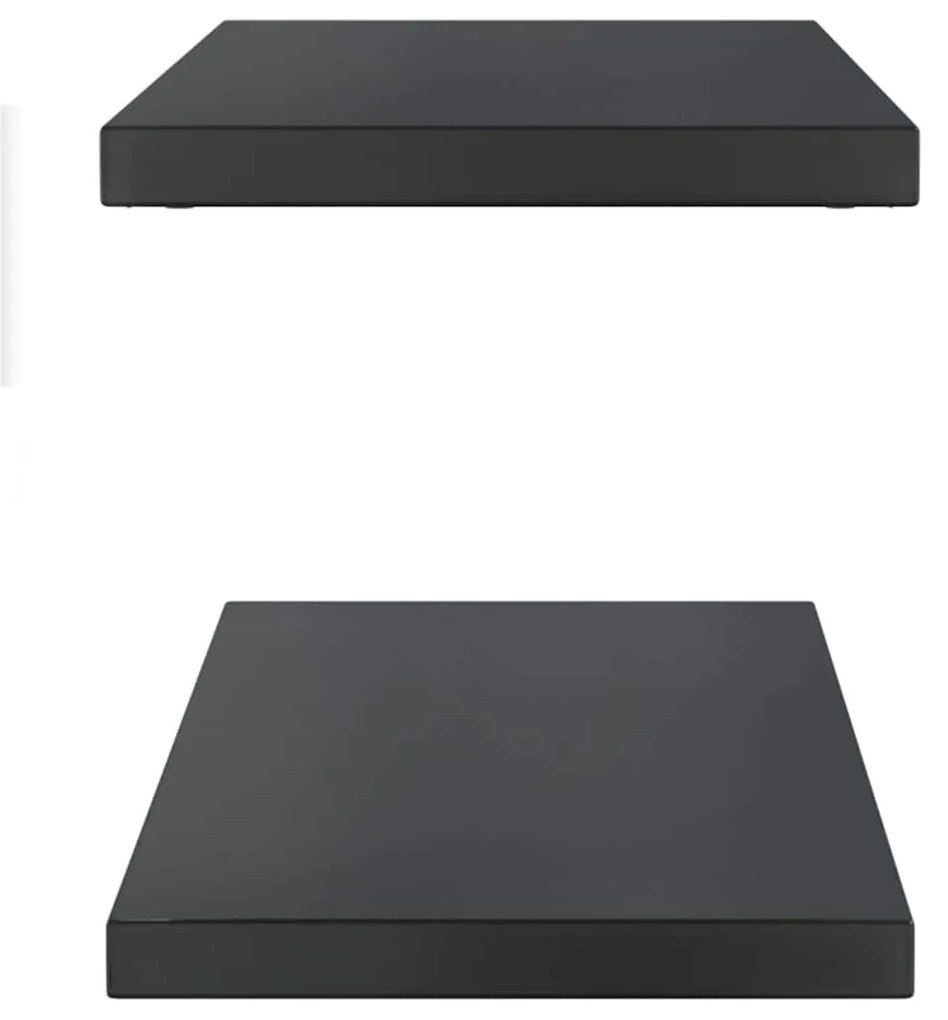 2 db fekete rozsdamentes acél fali polc 100 x 30 x 3 cm