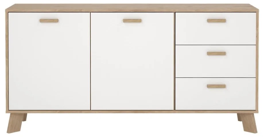 Fehér-natúr színű komód tölgyfa dekorral 147x73x39 cm Ikast – Tvilum