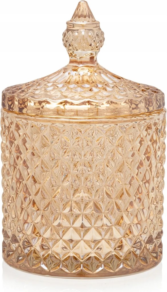 Gyertyatartó üveg díszes arany, záródással 300ml