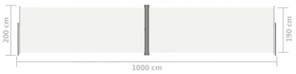 krémszínű behúzható oldalsó napellenző 200 x 1000 cm