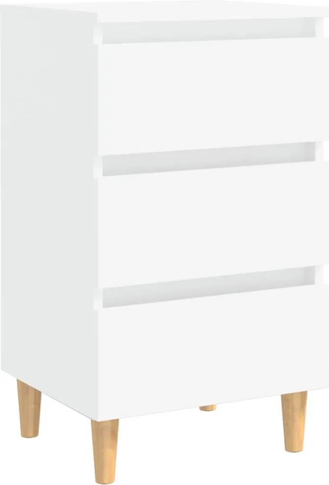 vidaXL fehér éjjeliszekrény tömör fa lábakkal 40 x 35 x 69 cm