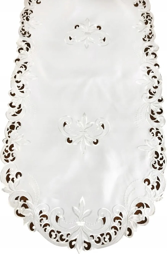 Asztali Futófelület 40x85 Fehér Dekoratív Hímzéssel