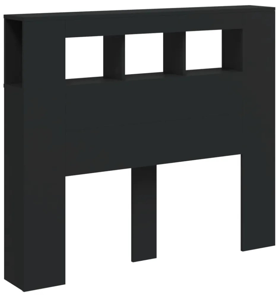 fekete szerelt fa LED-es fejtámla 120x18,5x103,5 cm