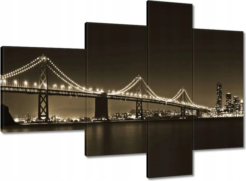 Vászonkép 100x70 Híd az éjszakában szépia