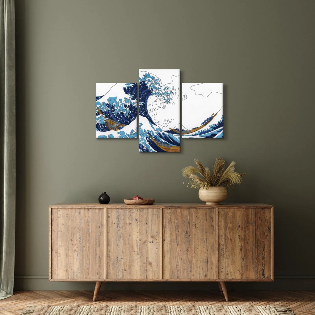 Kép - japán rajz, hullámok (90x60 cm)