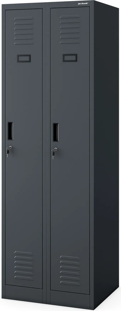 Fém kétrekeszes munkavállalói szekrény antracit: KACPER II, 600 x 1800 x 500 mm