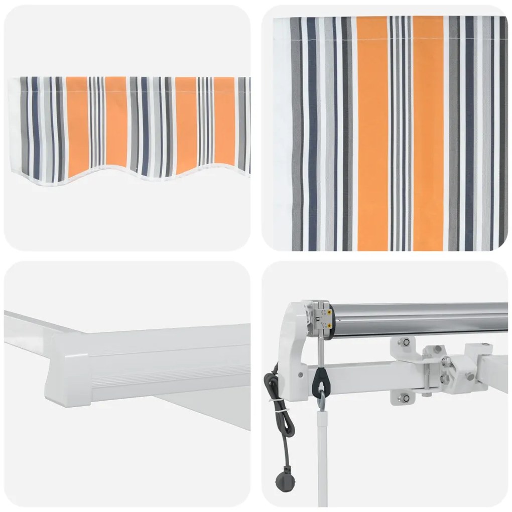 Automatikus Behúzható Napellenző Multikolor Csík 500x350 cm