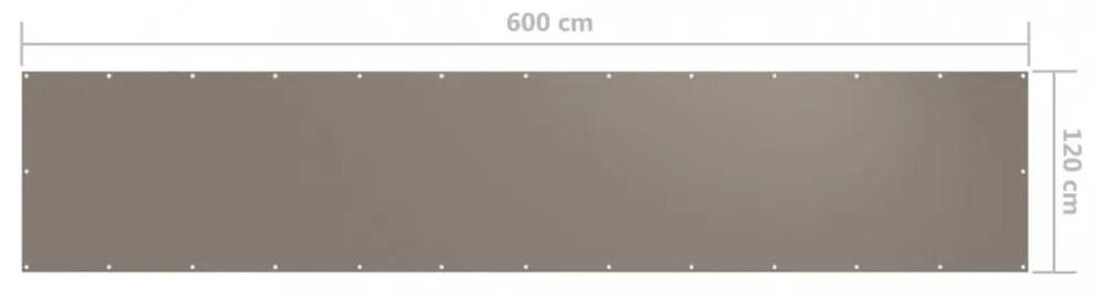 tópszínű oxford-szövet erkélyparaván 120 x 600 cm
