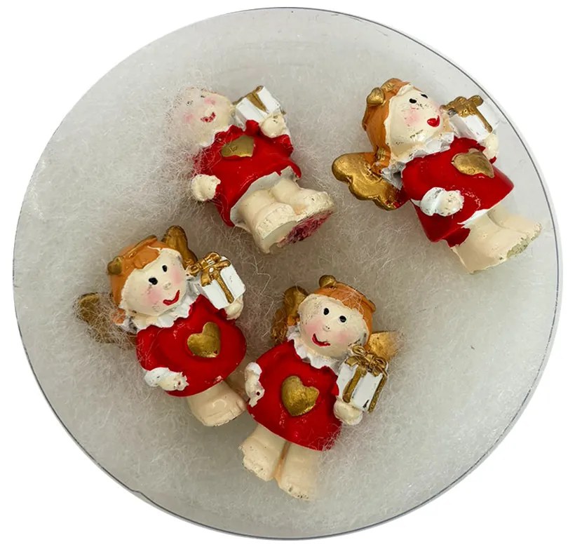 Piros ruhás duci lábú angyalkák 4db/doboz