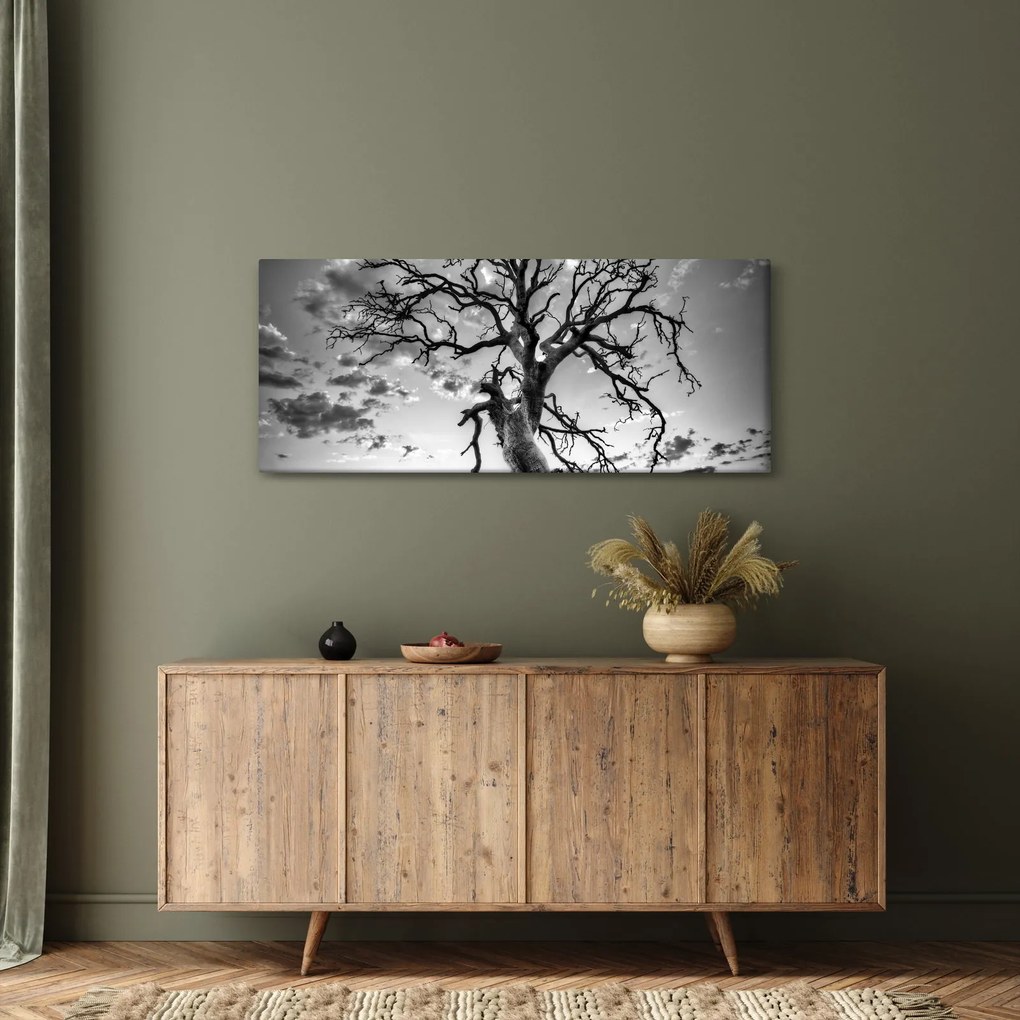 Kép - fekete fehér fa (120x50 cm)
