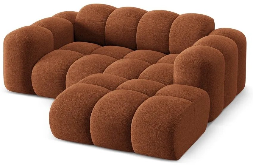 Terrakotta színű zsenília sarokkanapé (jobb oldali-heverő résszel) Treno – Cosmopolitan Design
