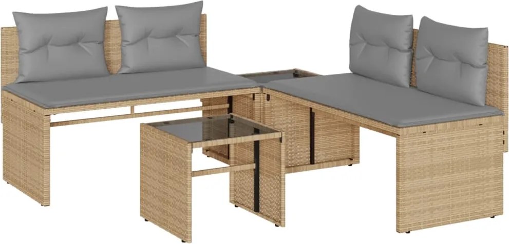vidaXL 4 részes bézs polyrattan kerti ülőgarnitúra párnákkal