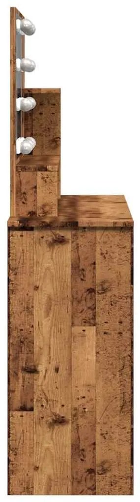 antik fa színű LED.es fésülködőasztal 86,5 x 35 x 136 cm