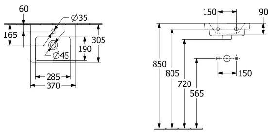 Villeroy & Boch 43703701 - Függesztett mosdó SUBWAY 37x30,5 cm kerámia/fehér