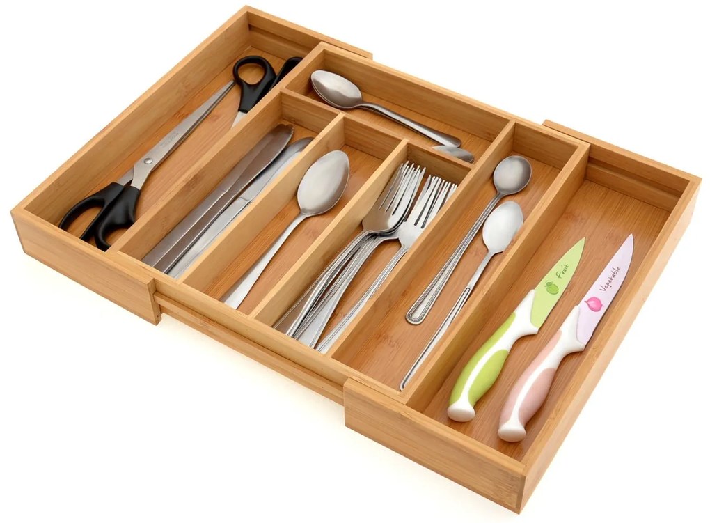 Bluegarden, bambusz fiókos evőeszköz-rendező, barna, HOM-00001