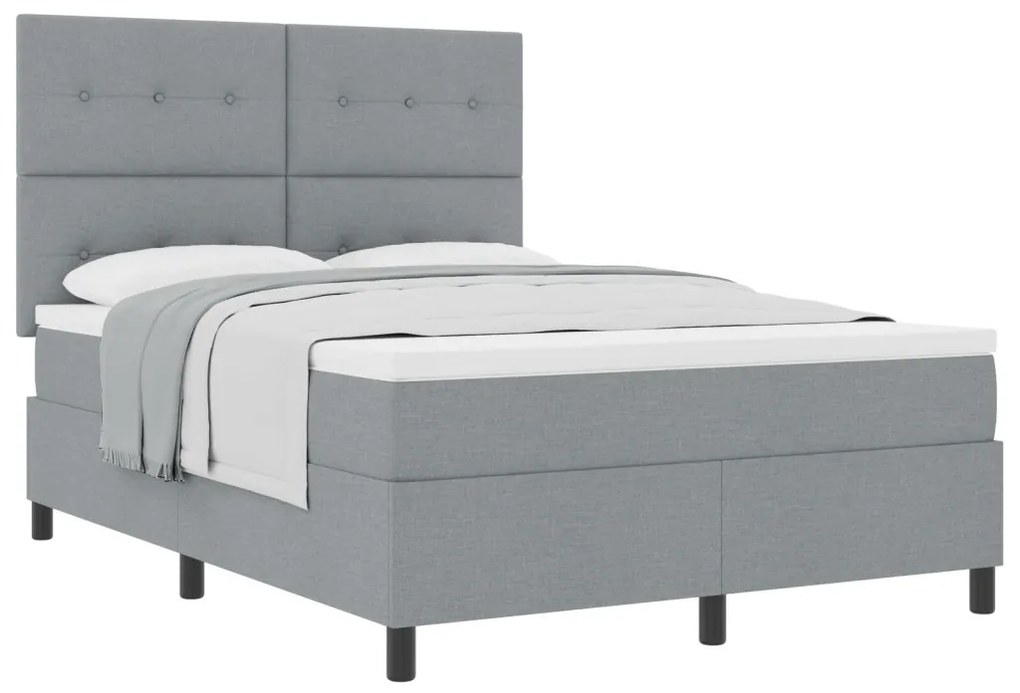 Box Spring Ágy Matraccal Világosszürke 140x200 cm Szövet