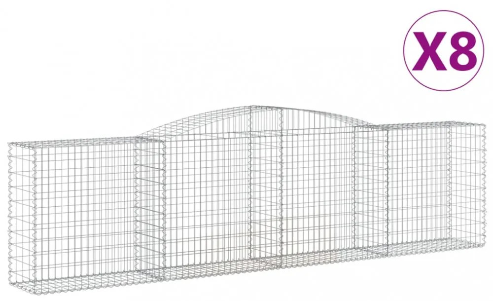 8 db íves horganyzott vas gabion kosár 400x50x100/120 cm