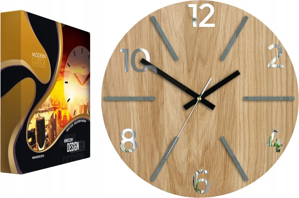 Falióra Fa Tölgy Akril Aksel Wood Grey Mirror Kerek