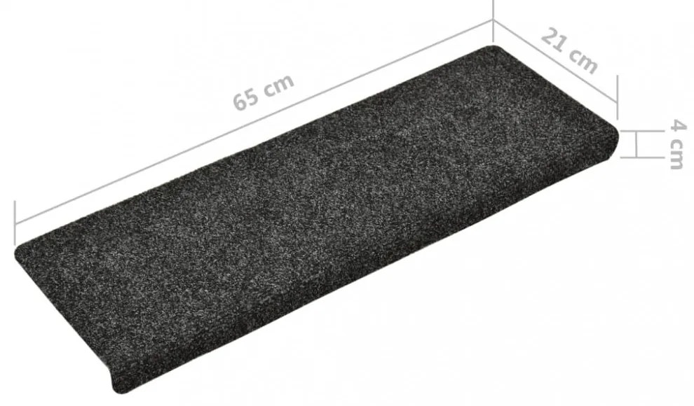 15 db tűvel lyuggatott szürke szövet lépcsőszőnyeg 65x21x4 cm