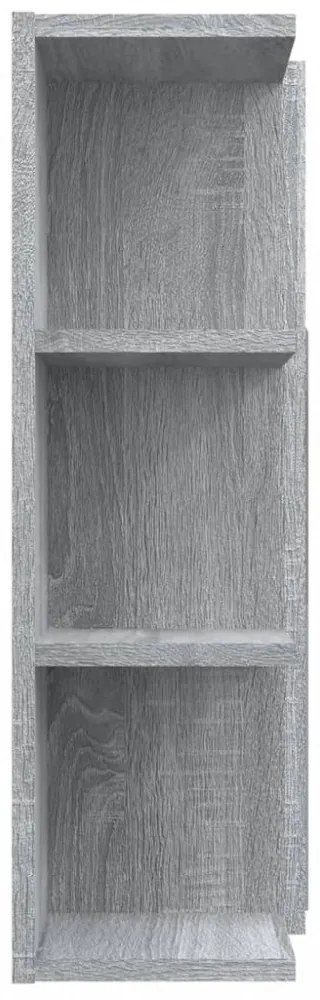 szürke sonoma színű szerelt fa tükrös szekrény 80x20,5x64 cm