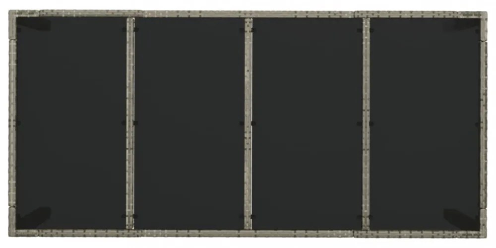 szürke polyrattan üveglapos kerti asztal 190 x 90 x 75 cm