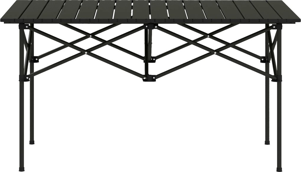 Outsunny Összecsukható Kempingtábor Asztal Fém 95x55x50 cm Görgethető Felsővel és Hordtáskával, Hordozható Könnyű Piknik Asztal Kempingezéshez, Túrázá